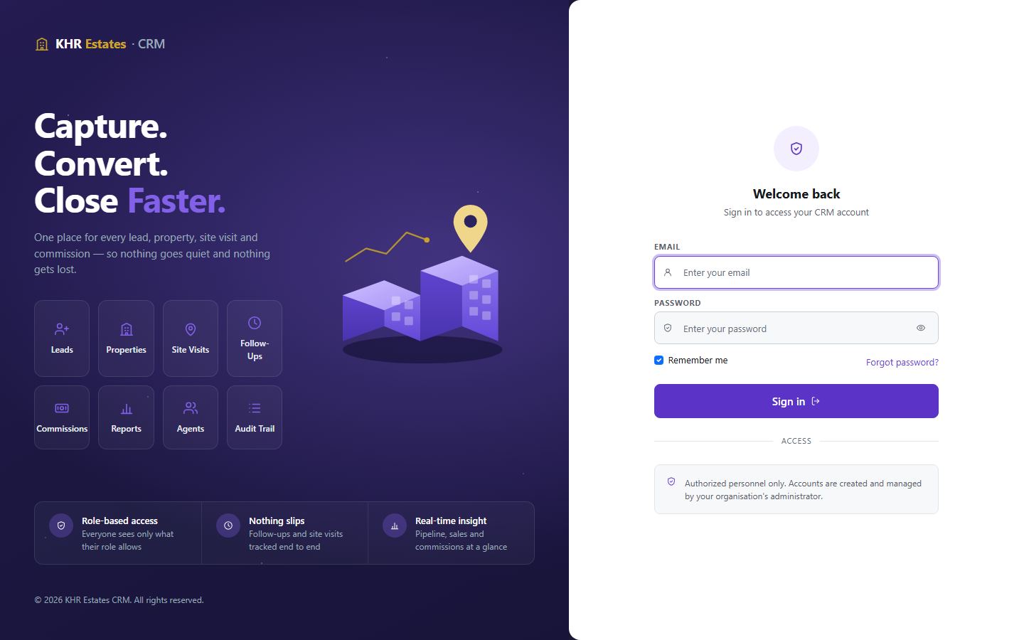 KHR Estates CRM desktop